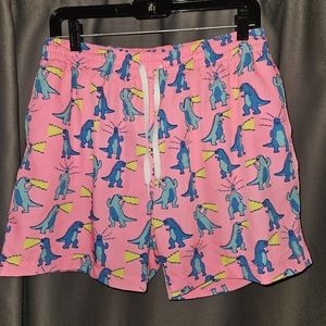 Chubbies XL Hear Me Roar Dinosaur Dragon Pink Blue Compression Lined Swim Trunk